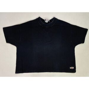 VINTAGE Crunch Crop T-shirt Women Large Black Short Sleeve